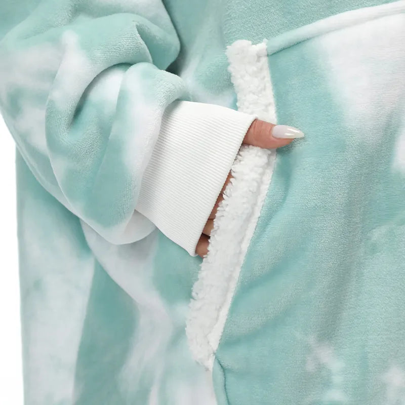 Pull Plaid Vert Tie Dye à Capuche | Signature