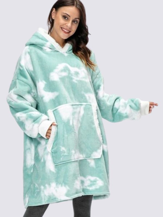 Pull Plaid Vert Tie Dye à Capuche | Signature
