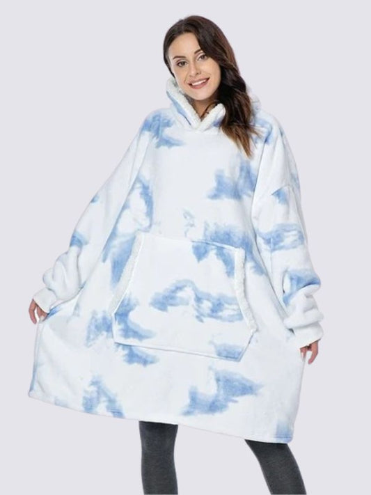 Pull Plaid Motif Nuage à Capuche | Nuage