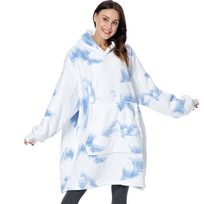 Pull Plaid Motif Nuage à Capuche | Nuage