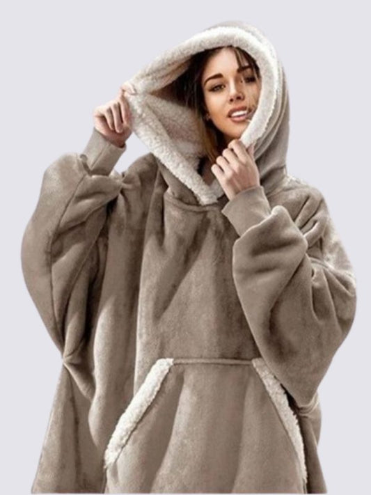 Pull Plaid Taupe à Capuche Signature