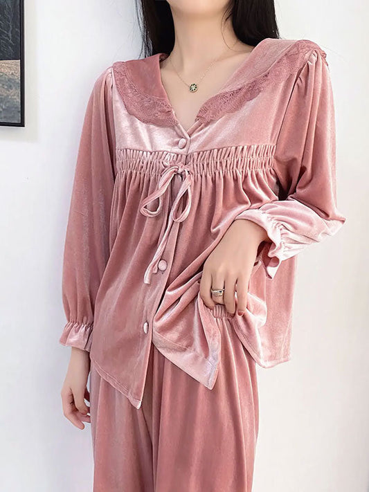 Pyjama En Velours Rose Pour Femme Caresse d'Étoile 