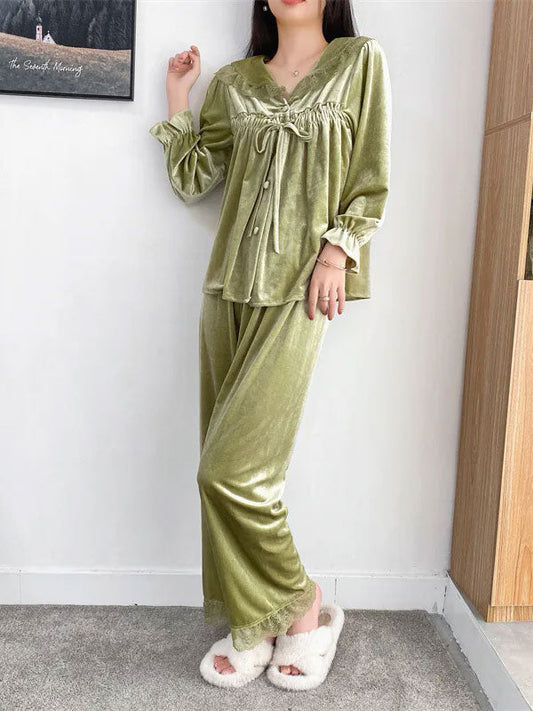 Pyjama Pour Femme En Velours Frisson de Jade Luxe