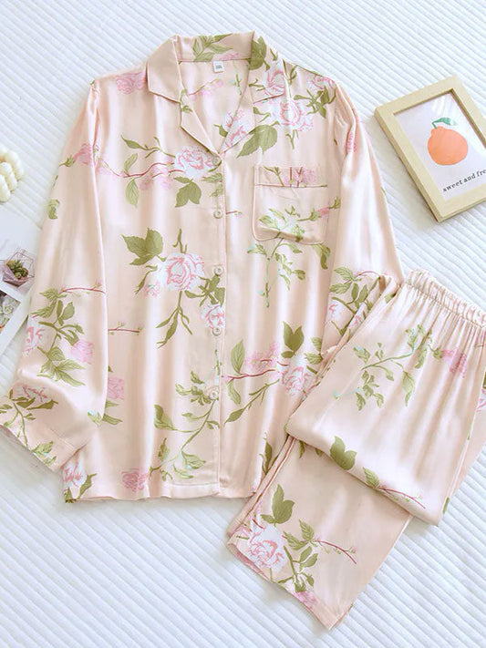 Fleur de Printemps | Pyjama Pour Femme À Manches Longues 2 Pièces