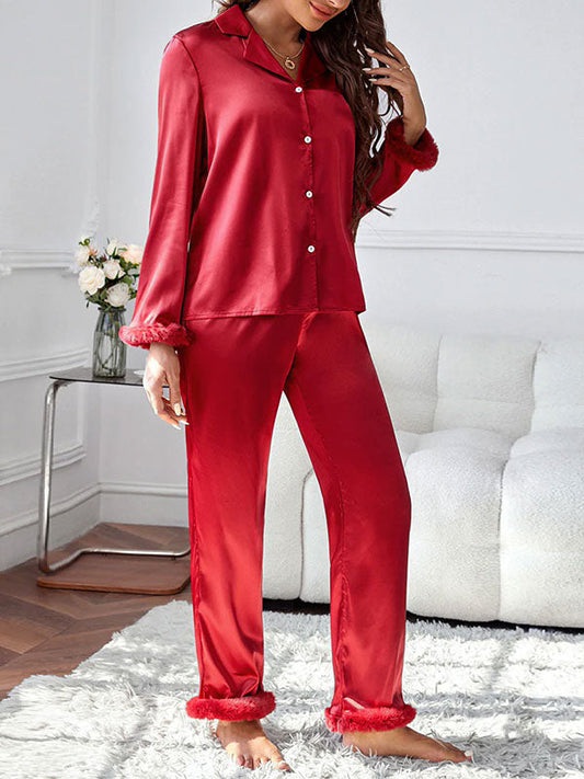Pyjama Rouge en Satin Pour Femme Amour Écarlate Signature