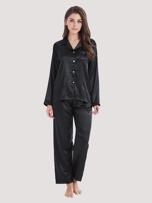 Pyjama En Satin Noir Pour Femme Caresse de Satin Signature