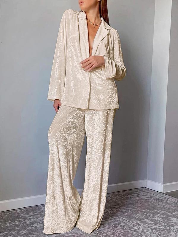 Pyjama Crème En Velours Pour Femme Éclat d'Opale 