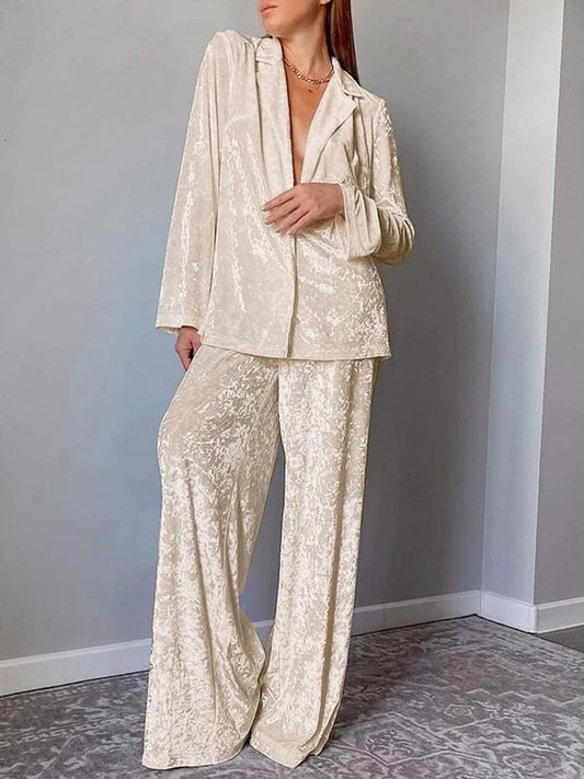 Pyjama Crème En Velours Pour Femme Éclat d'Opale 