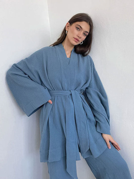 Pyjama Kimono Bleu Pour Femme Murmure d'Océan
