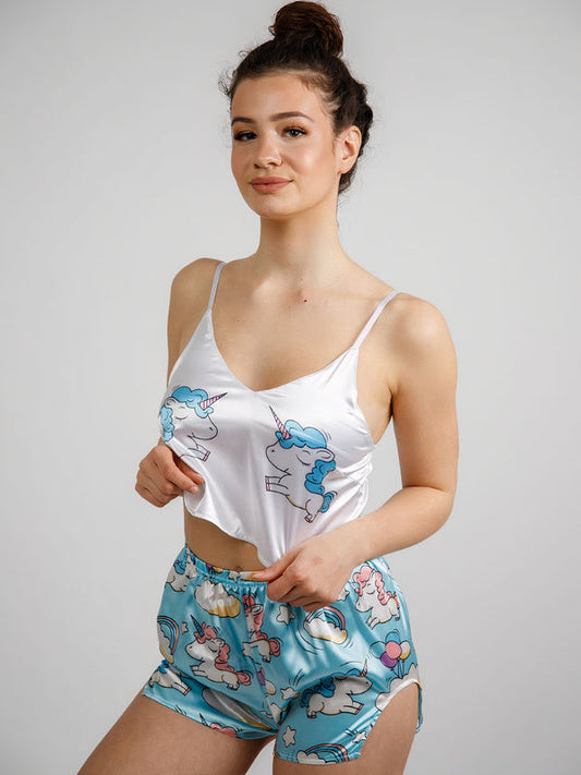 Pyjama Satin Signature pour Femme | Licorne Bleu