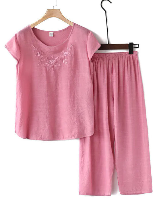 Secret de Lys Pyjama en Lin Rose pour Femme