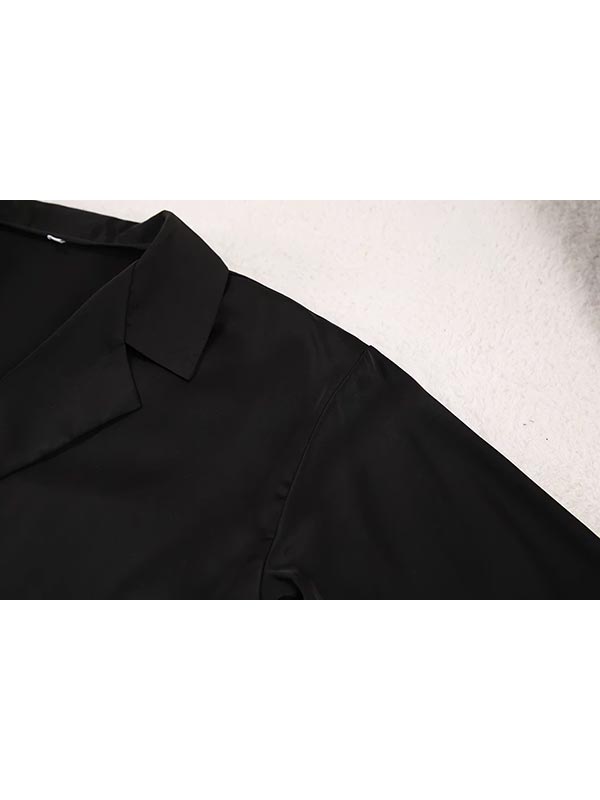 Pyjama en satin noir pour femme | Brise de Nuit