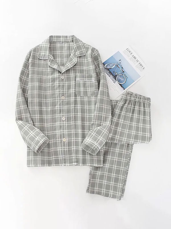 Pyjamas Pour Homme 100% Coton À Carreaux Douceur d'Ébène 