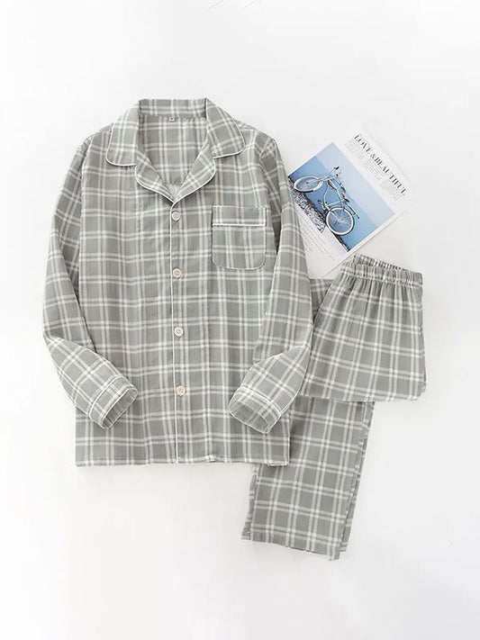 Pyjamas Pour Homme 100% Coton À Carreaux Douceur d'Ébène 