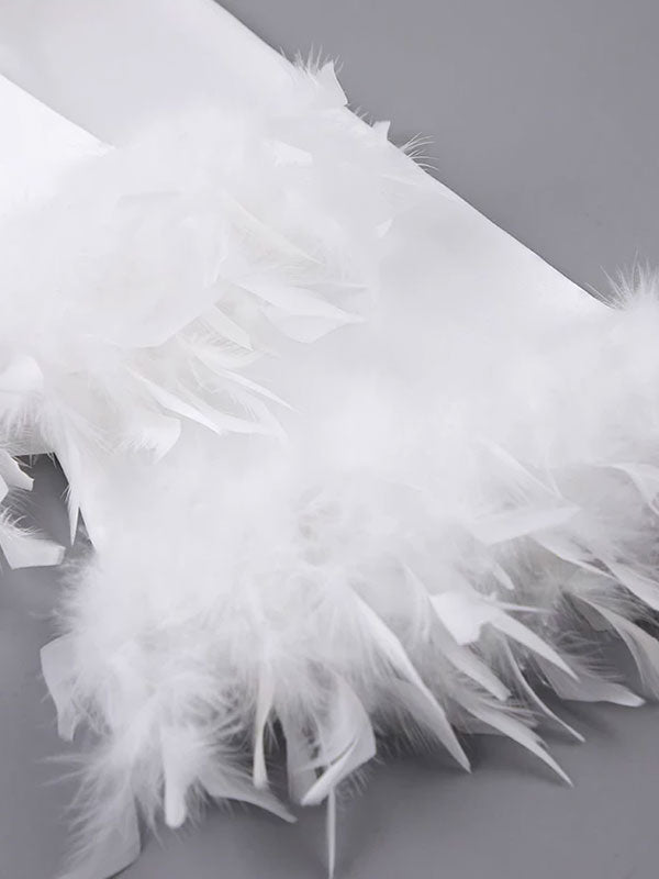 Robe de Chambre en Satin pour Femme Fourrure Blanche Luxe