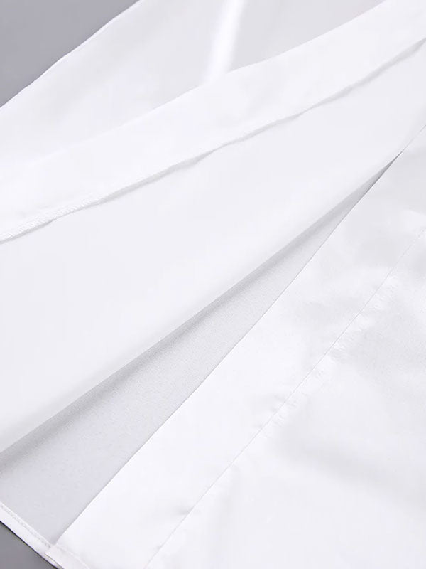 Robe de Chambre en Satin pour Femme Fourrure Blanche Luxe
