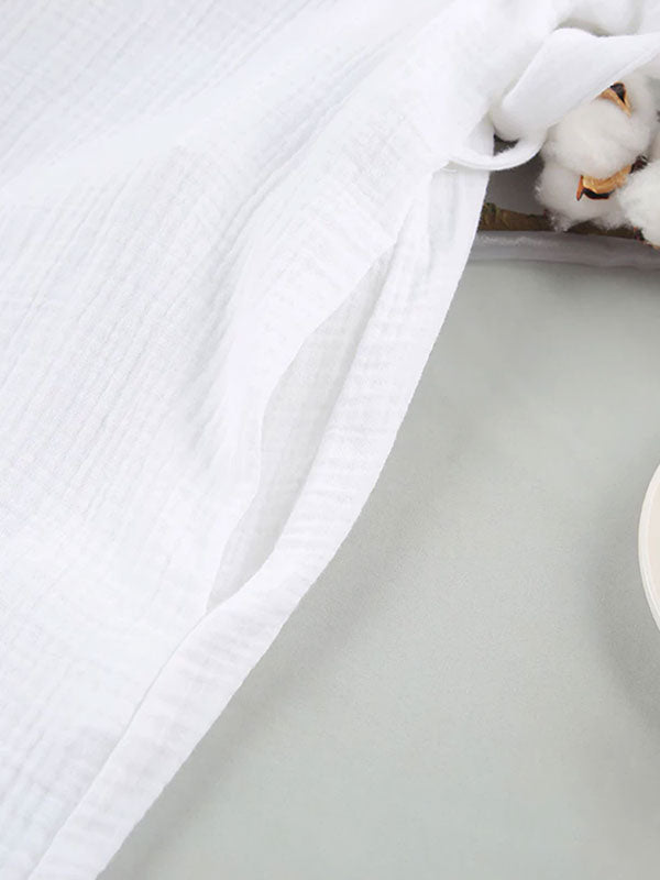 Robe de Chambre Femme mi-Longue en Coton Blanc | Nid Douillet