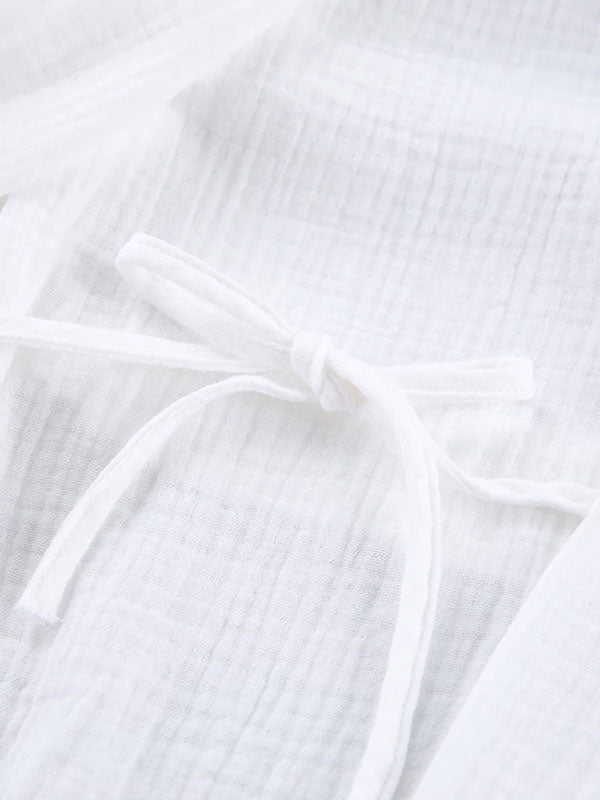 Robe de Chambre Femme mi-Longue en Coton Blanc | Nid Douillet