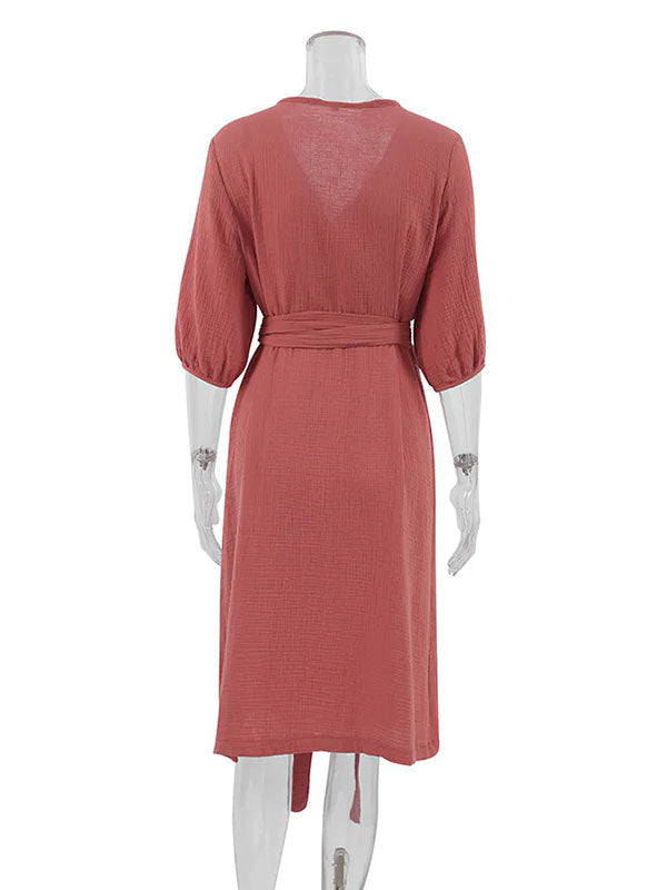 Robe de Chambre Rouge en Coton pour Femme | Flocon de Douceur