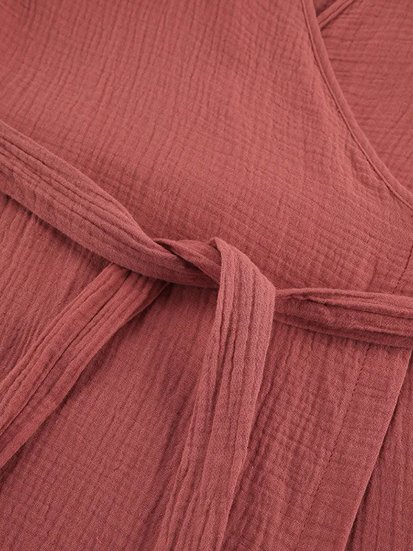 Robe de Chambre Rouge en Coton pour Femme | Flocon de Douceur