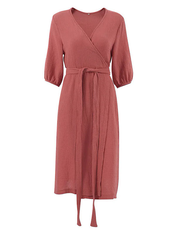 Robe de Chambre Rouge en Coton pour Femme | Flocon de Douceur