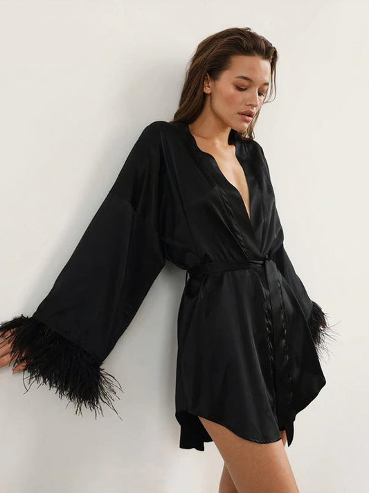 Robe de Chambre Chic en Satin pour Femme Élégance Matinale | Signature