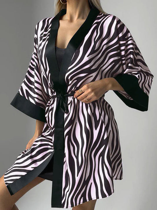 Robe de Chambre pour Femme en Satin Zèbre | Signature