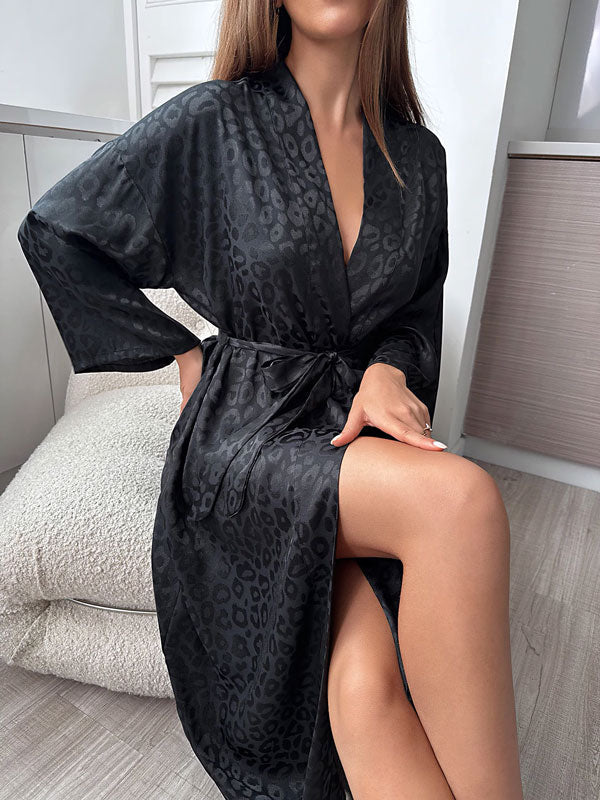 Robe de Chambre Longue Noir en Satin pour Femme | Tendresse de Satin