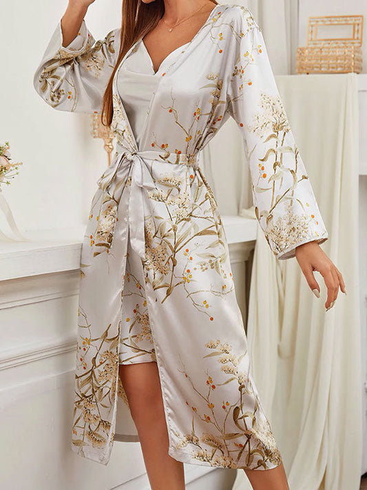 Robe de Chambre Longue Pour Femme 2 Pièces | Cocon de Satin