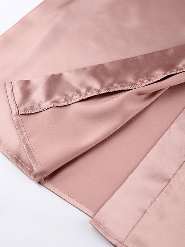 Robe de Chambre Élégante à Plumes Rose Champagne Flocon de Satin Signature