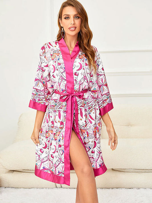 Robe de Chambre en Satin pour Femme Flocon Enchanté