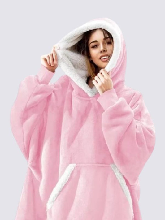 Pull Plaid Femme Rose à Capuche | Signature