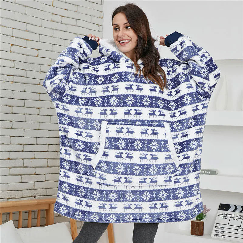 Pull Plaid Noël Bleu Signature