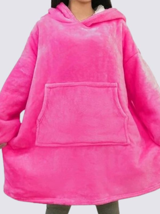 Pull Plaid Rose Fluo à Capuche | Signature