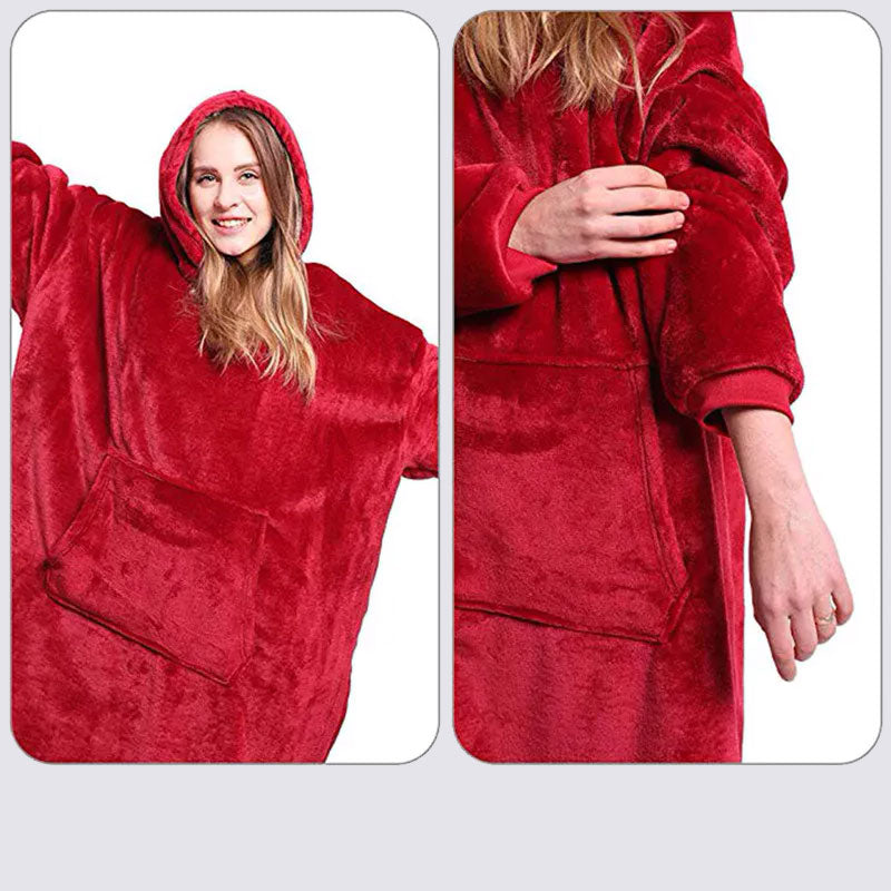 Pull Plaid Rouge à Capuche Signature