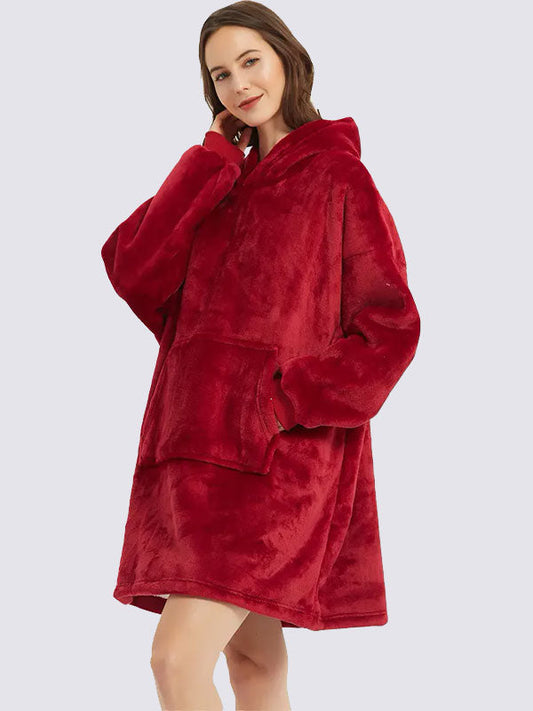 Pull Plaid Rouge à Capuche Signature