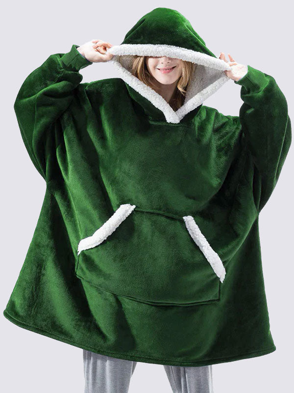 Pull Plaid Vert Foncé à Capuche Signature