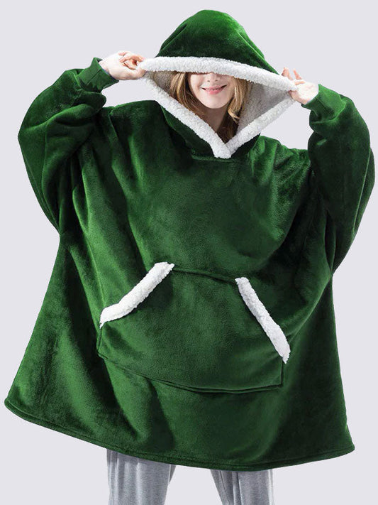 Pull Plaid Vert Foncé à Capuche Signature
