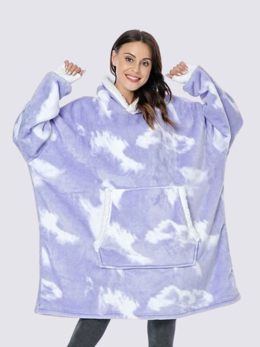 Pull Plaid Violet Tie Dye à Capuche Signature