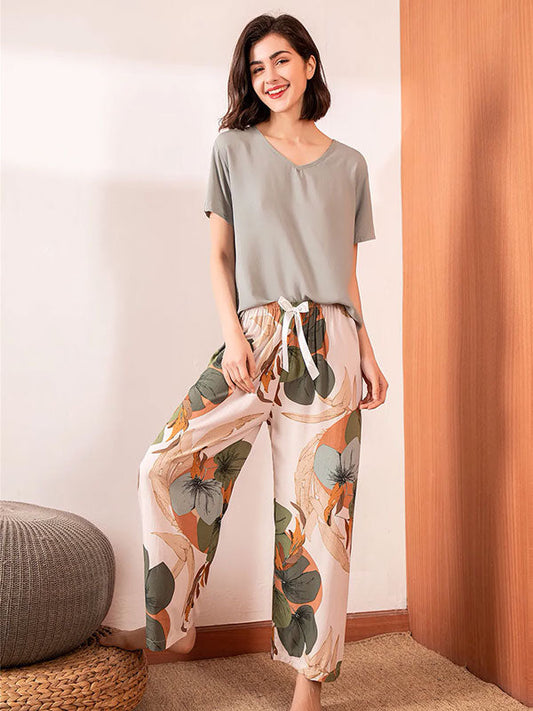 Pyjama Pour Femme 2-Pièces Jardin De Printemps